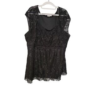Fashion Bug black lace Y2K  babydoll top Fairycore grunge whimsigoth